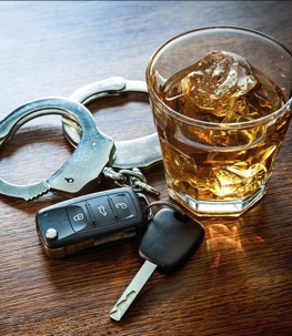 dwi handcuffs alcohol glass liquor car keys
