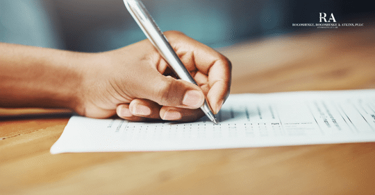 filling out a form for a job